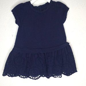 Baby Gap, baby girl's navy dress with eyelet skirt and liner size 6-12 months.